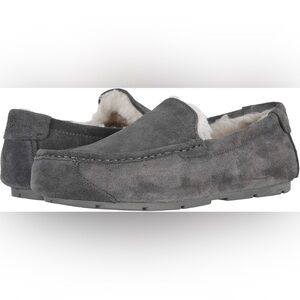 Koolaburra by UGG Tipton Men's stone grey fur slippers loafers house shoes 10